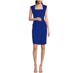 🔥🔥🔥Calvin Klein Double Breasted Sleeveless Midi Dress Regatta Blue